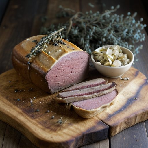 Duck Pastrami on French Bread With Onion Marmalade recipe image