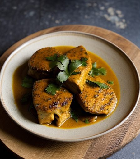 East: Calcutta Curried Fish With Crisp Vegeta recipe image