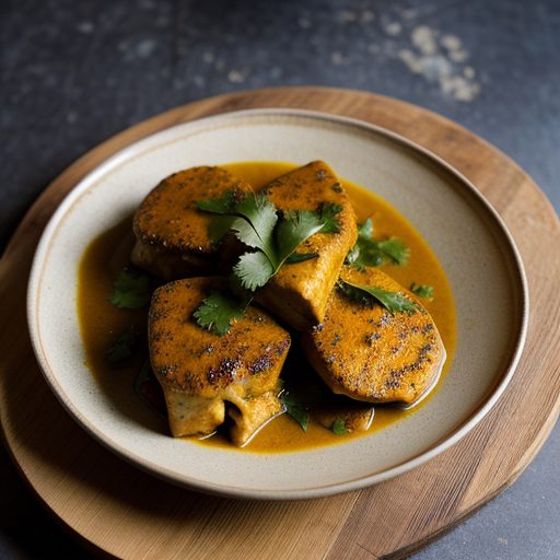 East: Calcutta Curried Fish With Crisp Vegeta recipe image