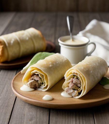 Egg Pancake Rolls With Pork Filling recipe image