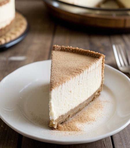 Eggnog Cheesecake With Cinnamon Graham Cracker Crust recipe image