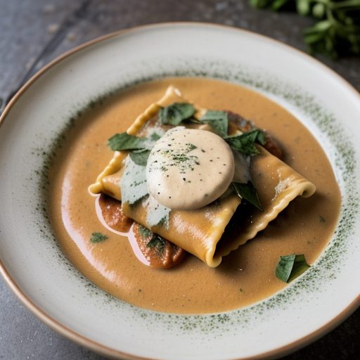 Eggplant-Filled Ravioli With Tomato Cream Sauce recipe image