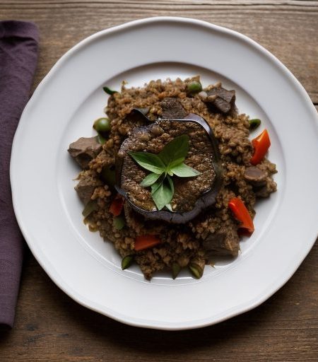 Eggplant~ Lamb & Rice Casserole recipe image