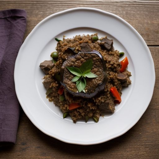 Eggplant~ Lamb & Rice Casserole recipe image