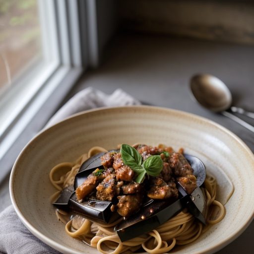 Eggplant & Pasta in Tomato-Wine Sauce recipe image