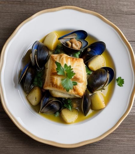 Emeril's Clam, Oyster, Mussel, and Potato Ragout in Puff recipe image