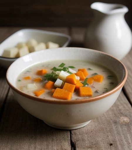 English Cheddar and Vegetable Medley Soup recipe image