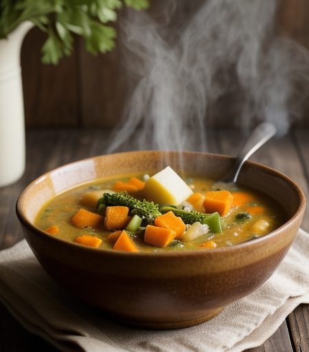English Cheddar and Vegetable Medley Soup recipe image