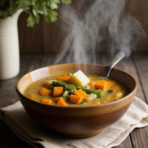 English Cheddar and Vegetable Medley Soup recipe image