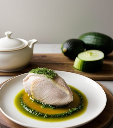 Fabrizio's Poached Chicken With Cucumber Glaze recipe image
