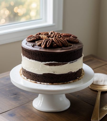 Fallen Chocolate Pecan Cake recipe image