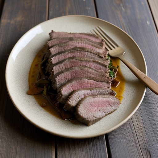 Fast With Five: Garlic Flank Steak With Onion recipe image