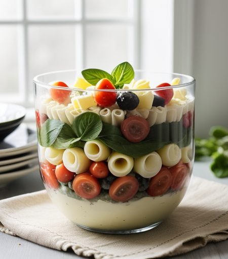 Festive Layered Pasta Salad recipe image