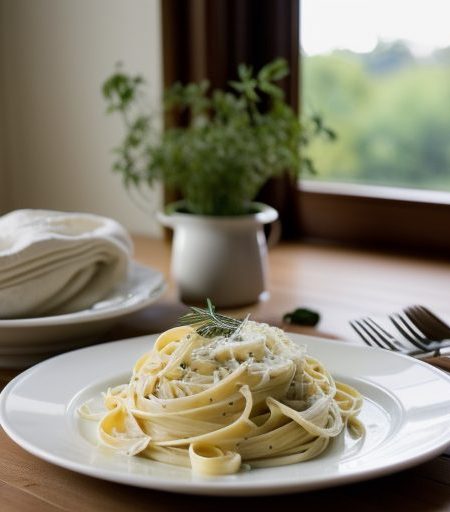 Fettuccine Alfredo (Sharon School recipe image