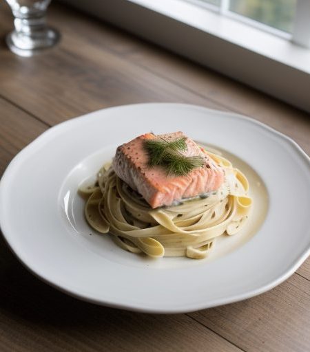 Fettuccine Alfredo With Salmon recipe image