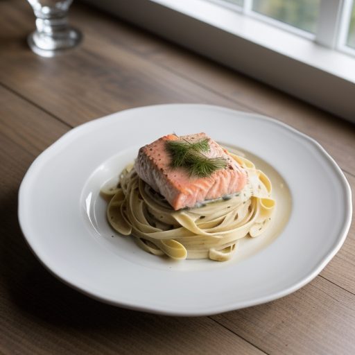 Fettuccine Alfredo With Salmon recipe image