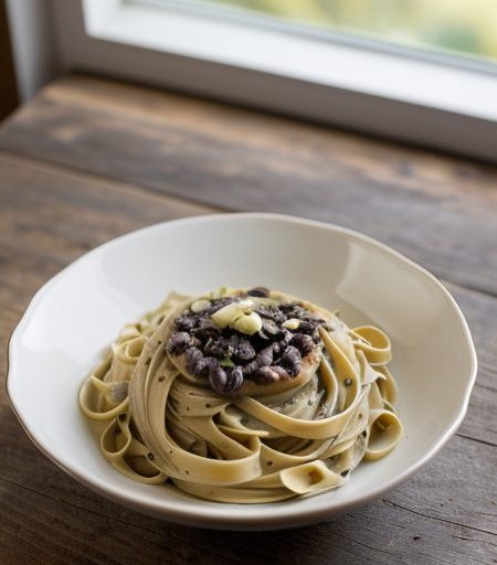 Fettuccine With Black Bean-and-Garlic Sauce recipe image