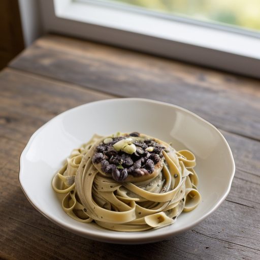 Fettuccine With Black Bean-and-Garlic Sauce recipe image