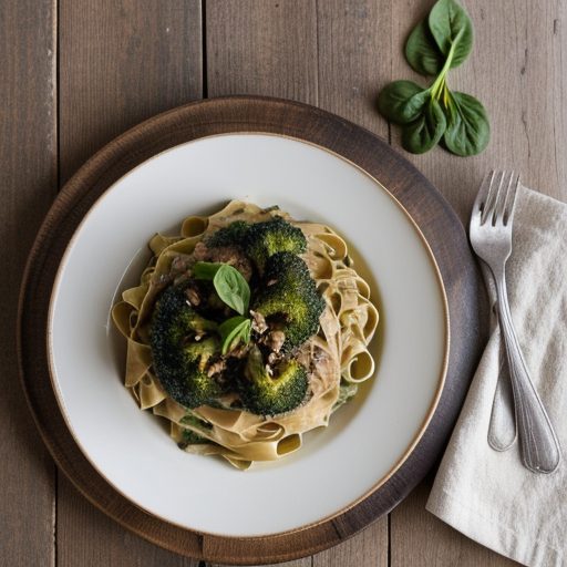 Fettuccine With Broccoli & Spinach recipe image