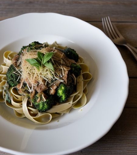 Fettuccine With Broccoli and Spinach recipe image