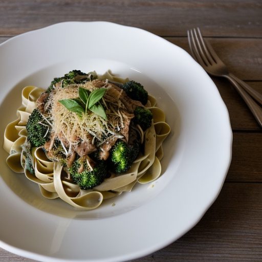Fettuccine With Broccoli and Spinach recipe image
