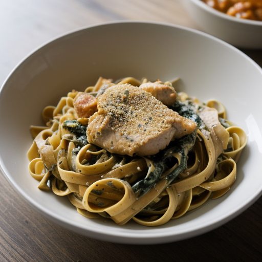 Fettuccine With Chicken-Pepper Sauce recipe image
