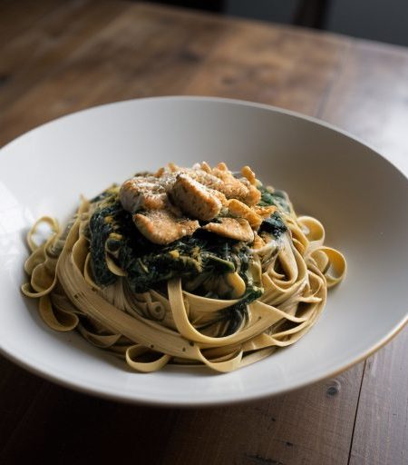 Fettuccine With Chicken-Pepper Sauce recipe image