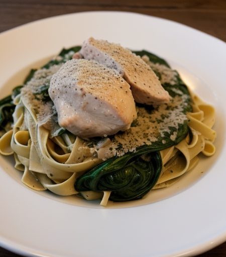 Fettuccine With Chicken and Spinach - Bon Appetit recipe image