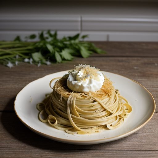 Fettuccine With Cream~ Basil & Romano /Jl recipe image