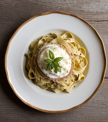 Fettuccine With Cream~ Basil & Romano recipe image