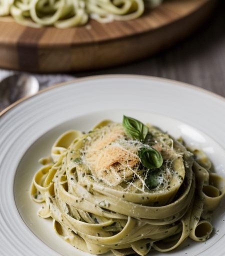 Fettuccine With Cream, Basil and Romano recipe image