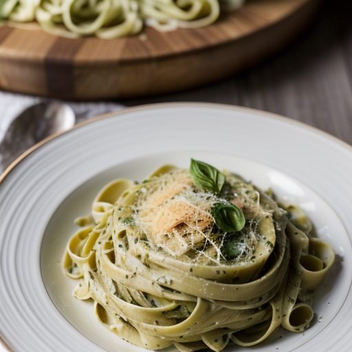 Fettuccine With Cream, Basil and Romano recipe image
