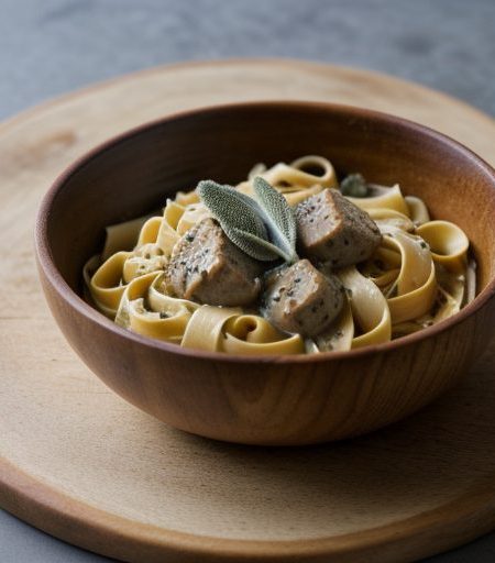 Fettuccine With Creamy Porcini-Sage Sauce recipe image