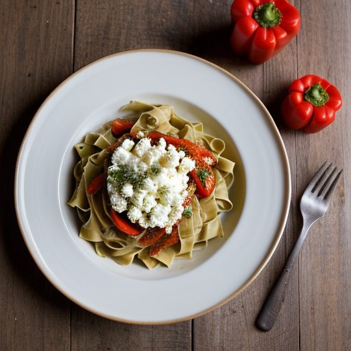 Fettuccine With Goat Cheese & Peppers recipe image
