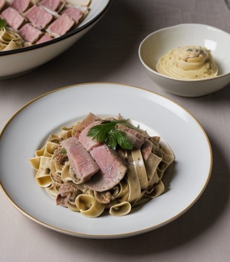 Fettuccine With Ham & Turkey recipe image
