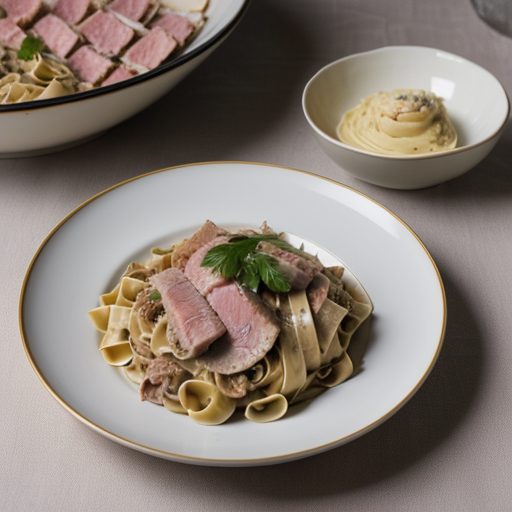 Fettuccine With Ham & Turkey recipe image