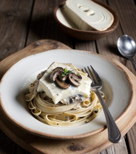 Fettuccine With Mushroom and Brie Sauce recipe image