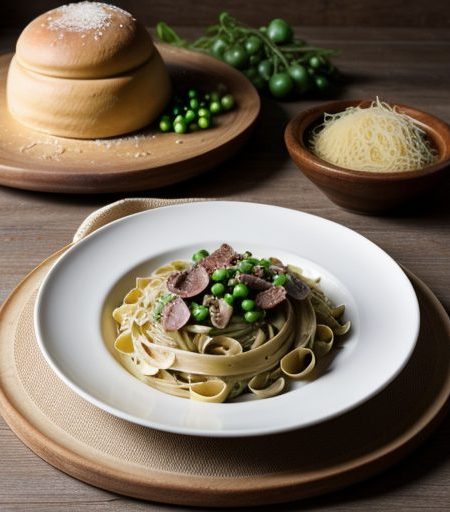Fettuccine With Peas & Ham recipe image