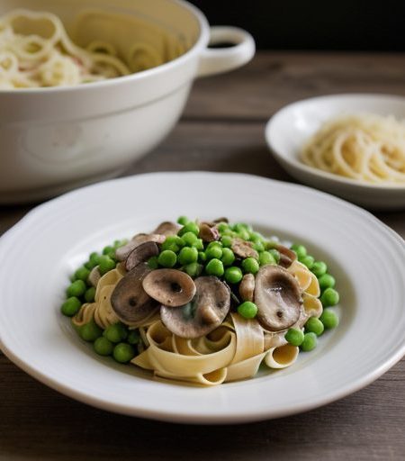 Fettuccine With Peas and Ham recipe image