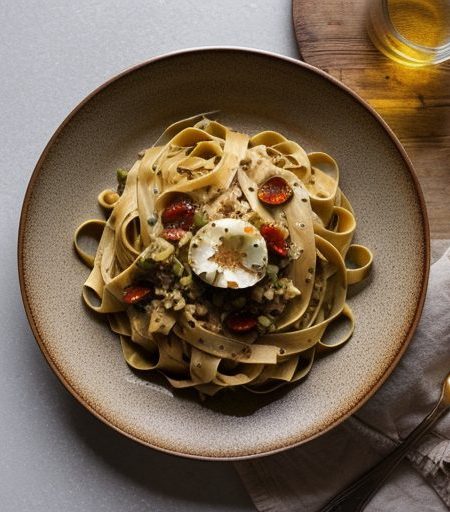 Fettuccine With Roasted Garlic & Chili recipe image