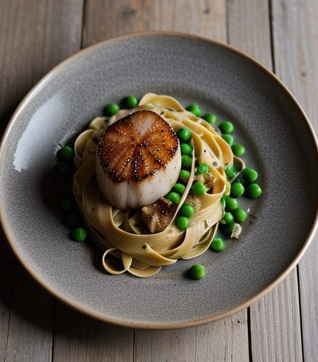 Fettuccine With Scallops and Peas recipe image