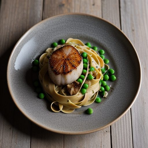 Fettuccine With Scallops and Peas recipe image