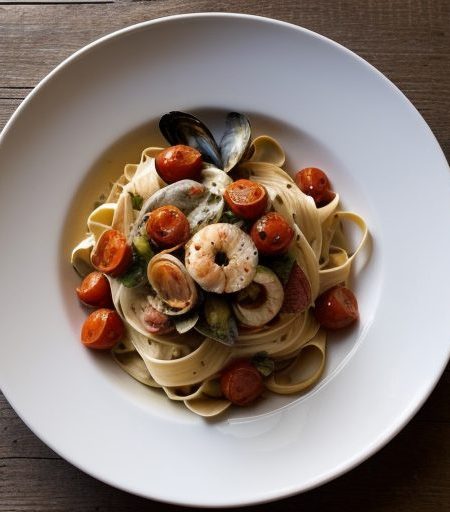 Fettuccine With Shellfish~ Tomatoes & Olive recipe image
