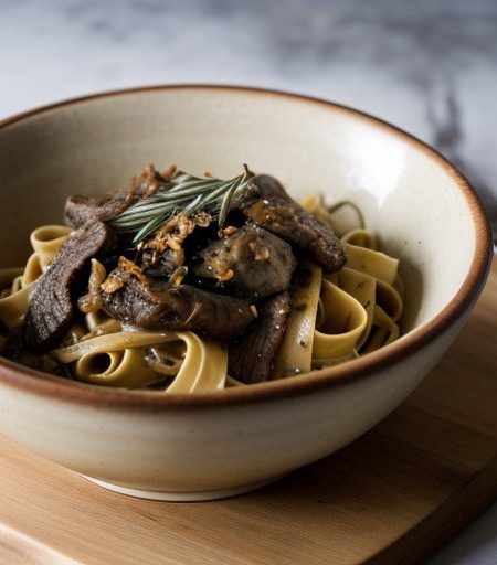 Fettuccine With Shiitake Sauce & Chicken recipe image