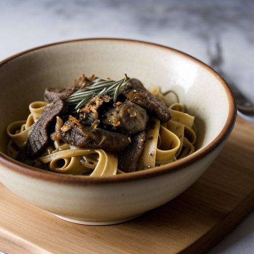 Fettuccine With Shiitake Sauce & Chicken recipe image
