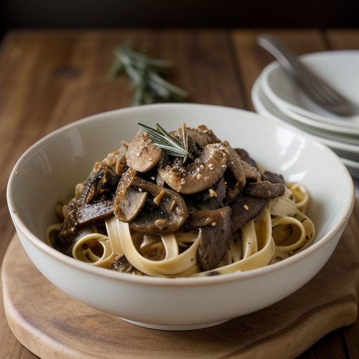 Fettuccine With Shiitake Sauce and Chicken recipe image