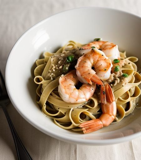 Fettuccine With Shrimp & Cream Sauce recipe image