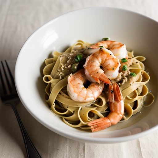 Fettuccine With Shrimp & Cream Sauce recipe image