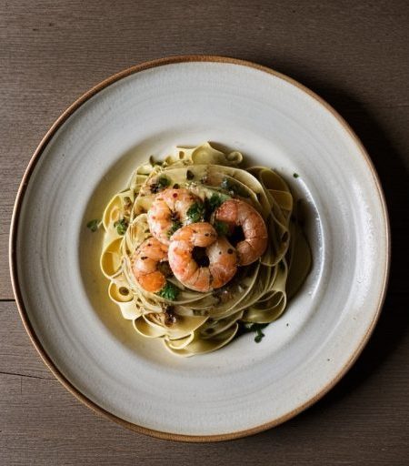 Fettuccine With Shrimp, Tomatoes and Basil - Bon Appetit recipe image