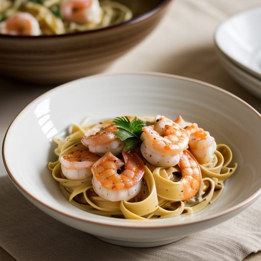 Fettuccine With Shrimp and Cream Sauce recipe image